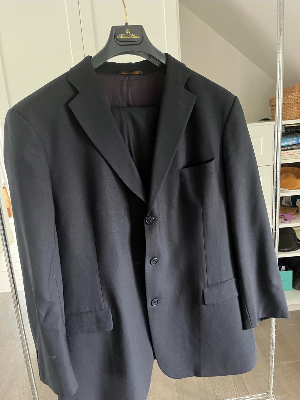 Brooks Brothers “346” Dark Navy Three-Button Wool Suit